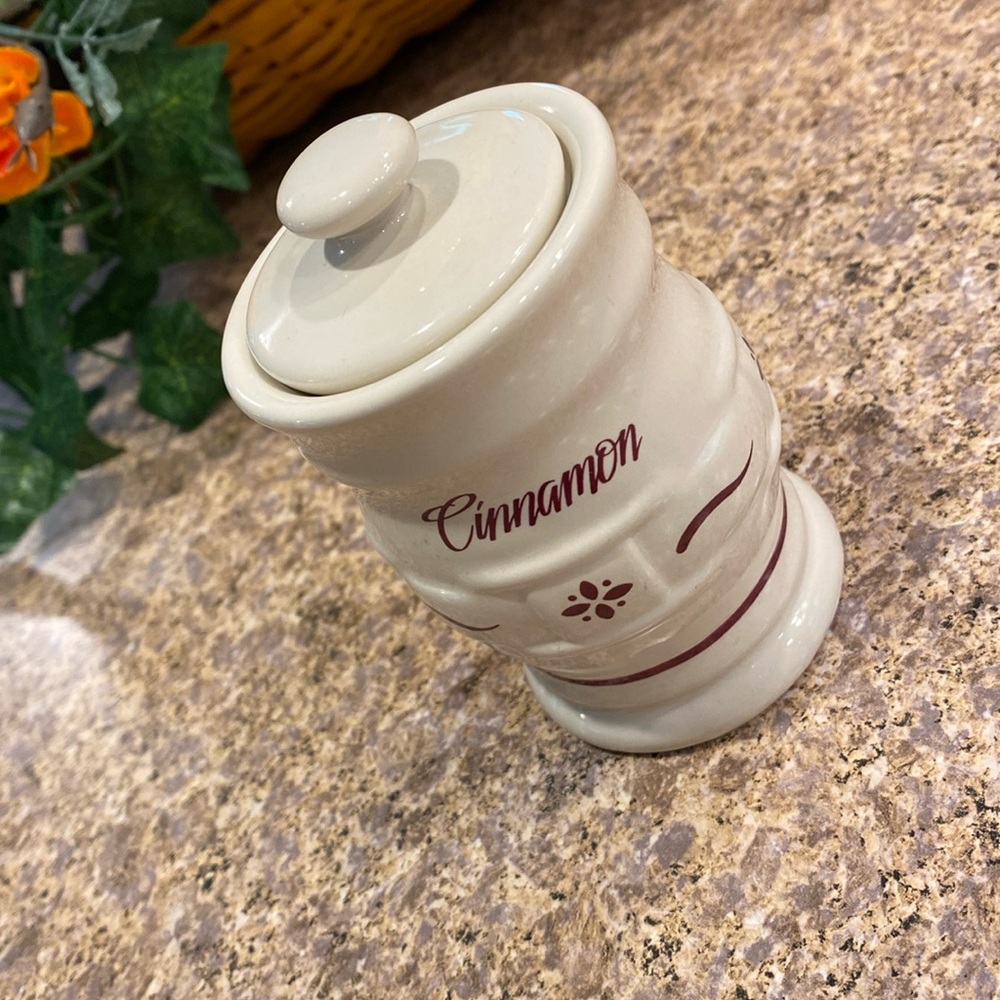 Longaberger Cinnamon Spice Jar Red Woven Traditions Vitrified Pottery Vintage